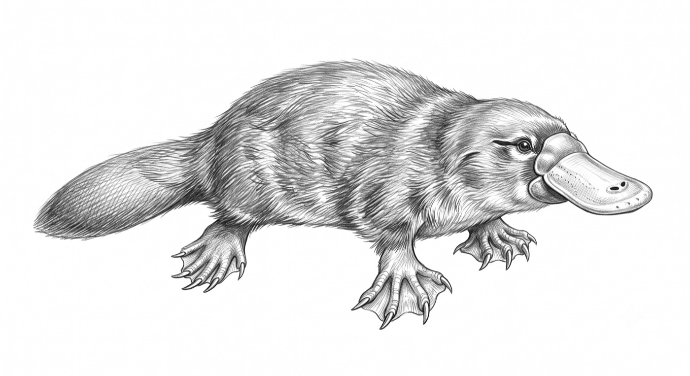 Pencil drawing of Gracie the platypus